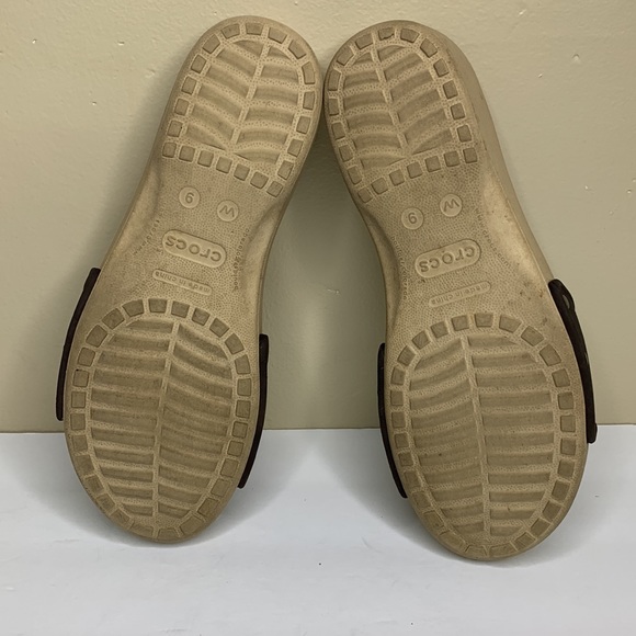 Crocs Sandals Brown Cream Rubber Casual Slides Women’s Size 9 - Picture 7 of 12